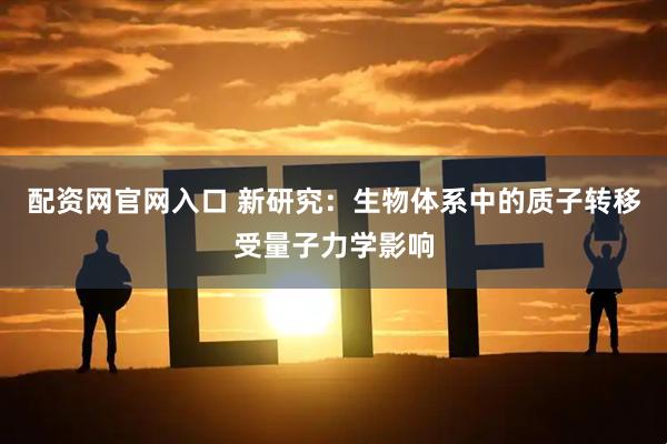配资网官网入口 新研究：生物体系中的质子转移受量子力学影响